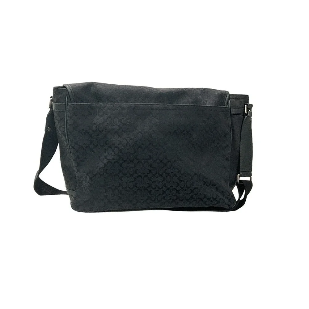 Coach Black Signature Canvas Messenger Bag Crossbody Laptop Bag